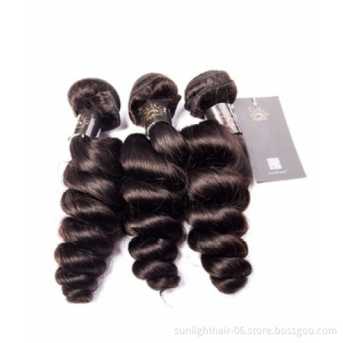 Free sample  Brazilian Raw Virgin Cuticle Aligned Human Hair  Loose Wave 3 Bundles With Closure 8"--26" Natural Color
